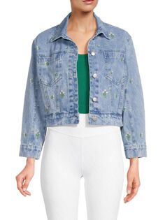 Укороченная джинсовая куртка с цветочной вышивкой Lea &amp; Viola, синий