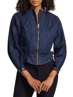 Укороченная джинсовая куртка на молнии Frame, синий