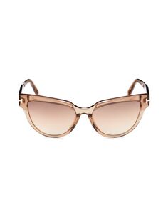Солнцезащитные очки «кошачий глаз» 57MM Tom Ford, цвет Light Brown