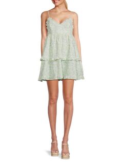 Платье Babydoll с цветочным принтом Devin Cami Nyc, цвет Light Green