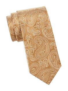 Шелковый галстук с пейсли Brioni, цвет Light Brown