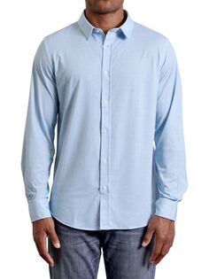 Трикотажная классическая рубашка узкого кроя Brooks Hyden Yoo, цвет Light Blue