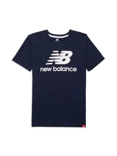 Футболка с логотипом для мальчиков New Balance, синий