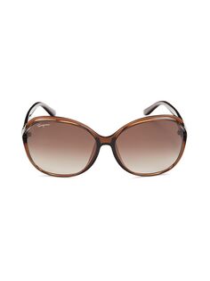 Солнцезащитные очки-бабочки 61MM Salvatore Ferragamo, цвет Light Brown
