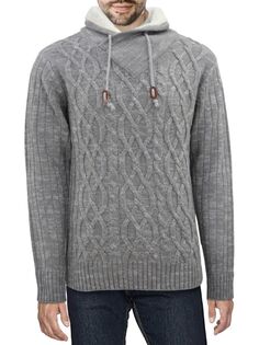 Вязаный свитер с воротником из искусственного меха X Ray, цвет Light Grey