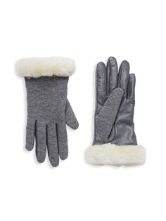 Кожаные перчатки на подкладке из искусственного меха Ugg, цвет Light Grey