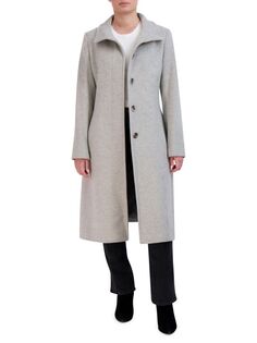 Минимальное полушерстяное автомобильное пальто Cole Haan, цвет Light Grey
