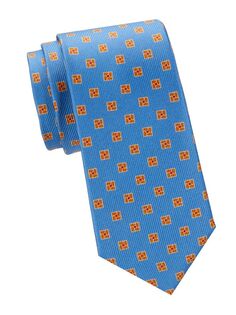 Шелковый галстук с квадратным медальоном Brioni, синий