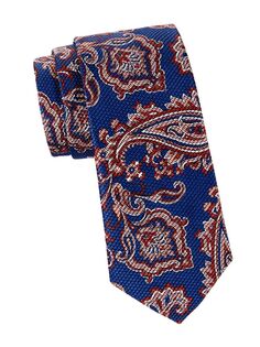 Шелковый галстук вязки пейсли Brioni, синий
