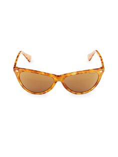 Солнцезащитные очки «кошачий глаз» 56MM Ralph Lauren, цвет Light Havana