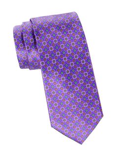 Шелковый галстук с принтом Brioni, синий