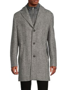 Текстурированное пальто-комбинезон из смесовой шерсти Delman Jack Victor, цвет Light Grey