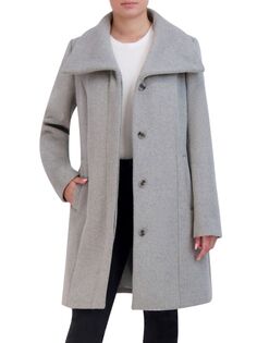 Пальто из смесовой шерсти с воротником-трансформером Cole Haan, цвет Light Grey