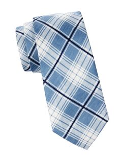 Шелковый галстук в клетку Brioni, синий