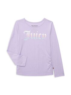 Футболка с логотипом и эффектом омбре для девочек Juicy Couture, сирень