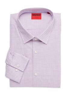 Классическая рубашка в клетку приталенного кроя Koey Hugo, цвет Light Pink
