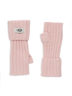 Ребристые перчатки без пальцев Ugg, цвет Light Pink