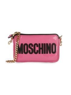 Сумка через плечо с лакированным логотипом Moschino, цвет Light Pink