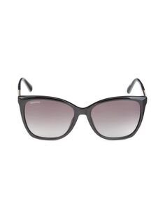 Солнцезащитные очки «кошачий глаз» с искусственными кристаллами, 55 мм Swarovski, черный