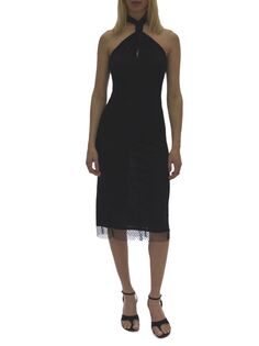Сетчатое платье с лямкой на шее Helmut Lang, черный