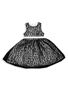 Сетчатое платье с леопардовым узором для маленьких девочек и девочек Joe-Ella, черный
