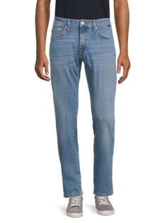 Прямые джинсы с эффектом потертости Zach Mavi, цвет Light Wash