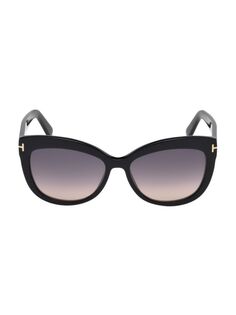 Солнцезащитные очки «кошачий глаз» Alistar 56 мм с поляризованными линзами Tom Ford, черный
