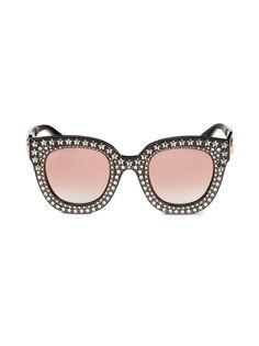 Солнцезащитные очки «кошачий глаз» с украшением, 49 мм Gucci, черный