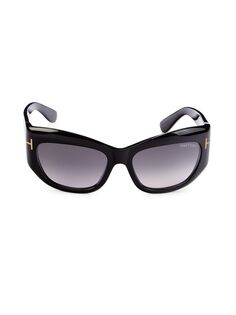 Солнцезащитные очки «кошачий глаз» 55 мм Tom Ford, черный