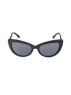 Солнцезащитные очки «кошачий глаз» в стиле ретро, 54 мм Versace, черный