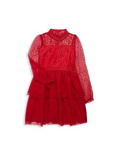Многоярусное кружевное платье для маленькой девочки Bcbgirls, цвет Lipstick