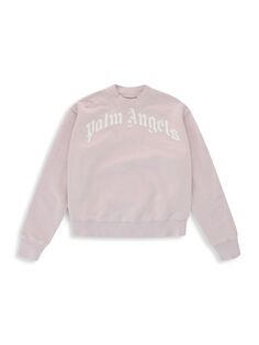 Толстовка с логотипом для маленьких девочек и девочек Palm Angels, цвет Lilac White