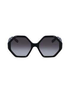 Солнцезащитные очки 55MM с геометрическим рисунком Ferragamo, черный