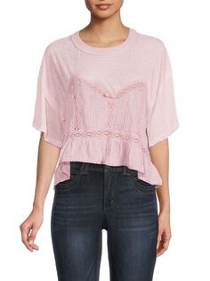 Укороченный топ с заниженными плечами Fall In Love Free People, цвет Lilac Wine