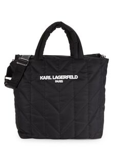 Стеганая двусторонняя сумка-тоут с логотипом Karl Lagerfeld Paris, черный