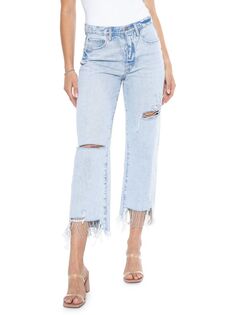 Укороченные и потертые джинсы Nash Vegas с высокой посадкой Blue Revival, цвет Maui Blue