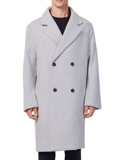 Двубортное пальто из смесовой шерсти Hyden Yoo, цвет Medium Grey