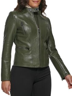 Мотоциклетная куртка из искусственной кожи Kenneth Cole, темно-зеленый