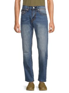 Свободные джинсы узкого кроя со средней посадкой Geno True Religion, цвет Medium Blue