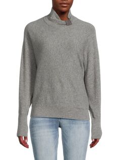 Кашемировый свитер «летучая мышь» с воротником-стойкой Bruno Magli, цвет Medium Grey