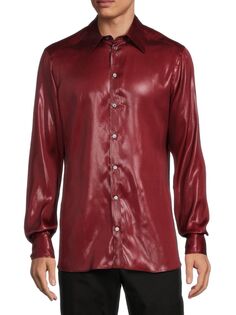 Однотонная шелковая рубашка Dolce&amp;Gabbana, темно-красный