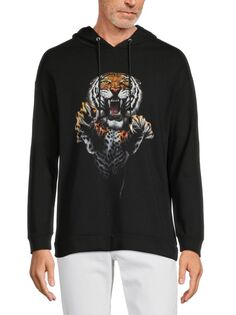 Толстовка с капюшоном и пуловером с рисунком Tiger Roberto Cavalli, черный