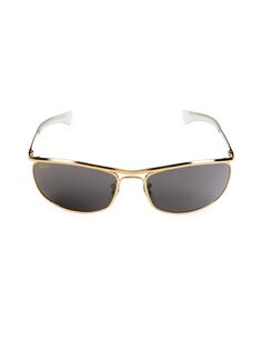 Прямоугольные солнцезащитные очки-авиаторы 62MM Ray-Ban, темно-серый