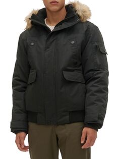 Утепленная куртка-бомбер с капюшоном из искусственного меха Noize, черный