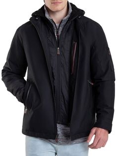 Куртка со съемным нагрудником с капюшоном современного кроя 2-в-1 Thermostyles, темно-синий