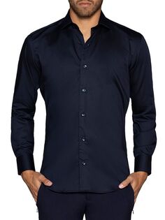 Однотонная рубашка Justo на пуговицах Bertigo, темно-синий