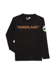Футболка с логотипом и графическим рисунком для мальчика Timberland, черный