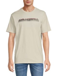 Двухцветная футболка с графическим логотипом Karl Lagerfeld Paris, цвет Natural