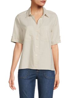 Однотонная рубашка из смесового льна Saks Fifth Avenue, цвет Natural
