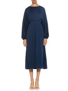 Платье миди с расклешенной юбкой Constance Alexia Admor, темно-синий